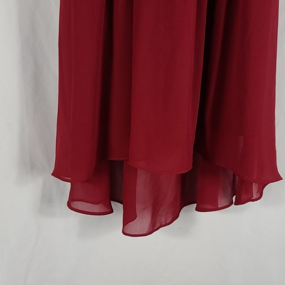 Maroon Belted High-low Sleeveless Sheath Dress - Picture 5 of 11